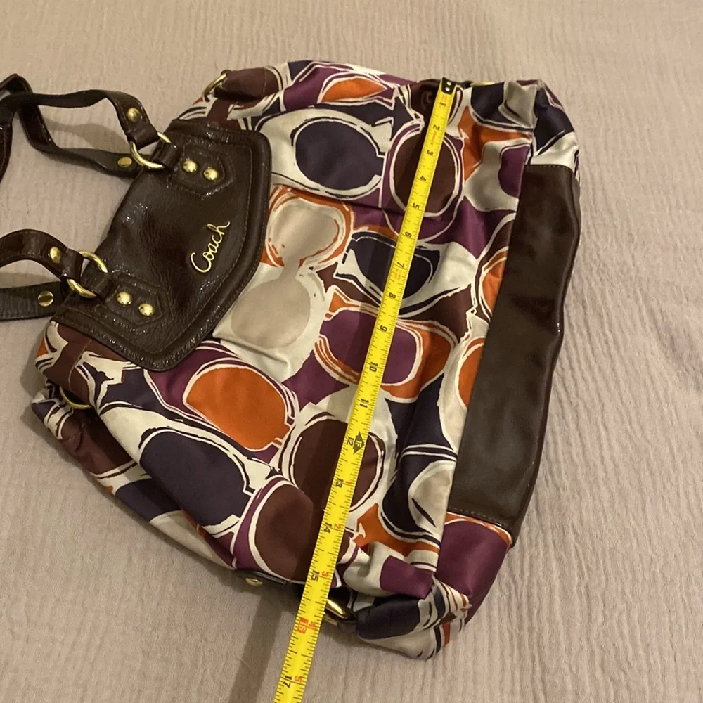 Coach Purple and Brown Ashley Signature Shoulder Bag. No. F1257-F20113
